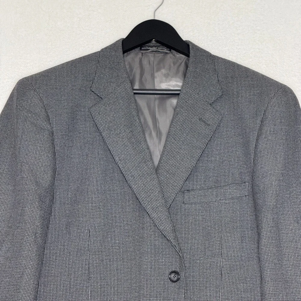 Statement‎ Blazer 46R Gray Houndstooth 2 Button Single Vent Career Business